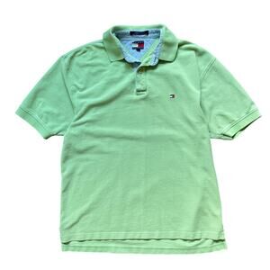 Tommy Hilfiger Polo Shirt Lime Green Y2K Vintage Mens Large